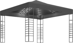 vidaXL - Tuinpaviljoen - met - LED-lichtslinger - 3x3 - m - antracietkleurig