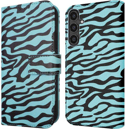 iMoshion Hoesje Geschikt voor Samsung Galaxy S23 FE Hoesje Met Pasjeshouder - iMoshion Design Bookcase smartphone - Meerkleurig / Black Blue Stripes