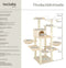 tectake® XXL Krabpaal - Krabmeubel met Huisje Hangmat Speelgoed - 165 cm Beige