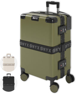 ONYX Handbagage Koffer 33L - TSA slot - 360° spinner wielen - Olive groen