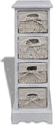 vidaXL - Opbergkast - met - 4 - weefmanden - hout - wit