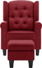 vidaXL Fauteuil met voetenbankje stof wijnrood