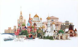 Thea Gouverneur - Borduurpakket met telpatroon - 510 - Voorgesorteerde DMC Garens - Moskou Rusland - Linnen - 79 cm x 50 cm - DIY Kit