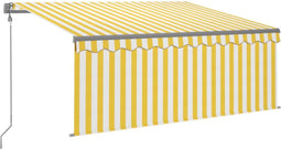 vidaXL - Luifel - automatisch - rolgordijn - LED - windsensor - 3,5x2,5 - m - geel - wit
