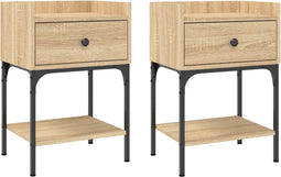 vidaXL - Nachtkastjes - 2 - st - 40,5x31x60 - cm - bewerkt - hout - sonoma - eikenkleur