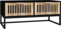 vidaXL - Salontafel - 80x40x35 - cm - bewerkt - hout - en - ijzer - zwart