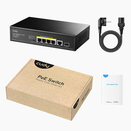 Cudy GS1005PTS1 - 5-Port Gigabit PoE+ Switch - 4 PoE+ poorten - 1 SFP slot