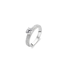 TI SENTO Ring - 925 zilver - Gerhodineerd - Zirkonia wit - Maat 18.50 mm (maat 58) - 1795ZI