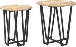 vidaXL - Bijzettafel - 2 - stuks - Sonoma - Eiken - Gelaagd - Hout - en - Metaal