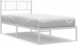 vidaXL - Bedframe - met - hoofdbord - metaal - wit - 100x200 - cm