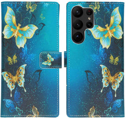 iMoshion Hoesje Geschikt voor Samsung Galaxy S23 Ultra Hoesje Met Pasjeshouder - iMoshion Design Softcase Bookcase - Blauw / Blue Butterfly