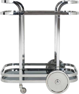 Richmond Interiors Trolley Hennesy met zwart glas (Silver)