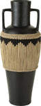 J-Line vaas Motief + Handvaten - terracotta/gras - zwart/naturel - 100 cm hoog