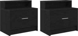 vidaXL - Nachtkastjes - 2 - st - met - lade - 51x31x47 - cm - zwart - eikenkleurig