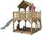 AXI Atka Speeltoestel in Bruin/Groen - Speeltoren met Verdieping, Zandbak en Witte Glijbaan - FSC hout - Speelhuisje op palen met veranda voor kinderen - Speeltoestel voor de tuin / buiten