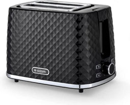 Toaster Broodrooster Retro - Zwart - Model 2024 - Vintage Geroosterd brood Toaster - met Cool Wall, Ontdooi en Opwarmfunctie