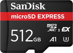 SanDisk microSD Express 512GB - microSDXC - 880MB/s leessnelheid - 650MB/s schrijfsnelheid