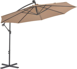 vidaXL - Zweefparasol - met - LED-verlichting - stalen - paal - 300 - cm - taupe