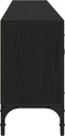 vidaXL - TV-meubel - met - lade - Zwart - Eiken - 200x25x44 - cm - Bewerkt - hout