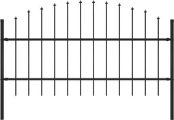 vidaXL - Tuinhek - met - speren - bovenkant - (0,75-1)x1,7 - m - staal - zwart