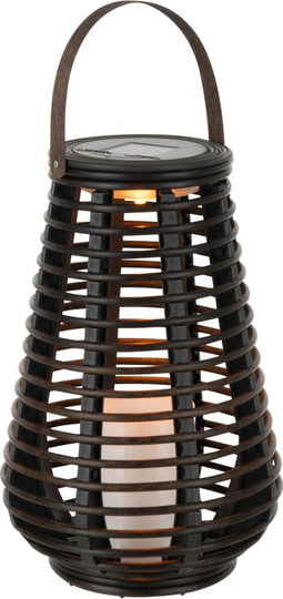 J-Line lantaarn - kunststof - bruin - LED lichtjes - small