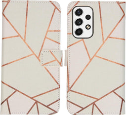 iMoshion Hoesje Geschikt voor Samsung Galaxy A53 Hoesje Met Pasjeshouder - iMoshion Design Softcase Bookcase - Wit / White Graphic