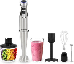 AoraKitchen Staafmixer Set - 6 Delig - 1000W - 15 Snelheden - Turbo - Zilver/zwart