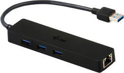i-tec USB 3.0 Slim HUB - 3 Port + Gigabit Ethernet Adapter - 3x USB 3.0 poorten - Zwart