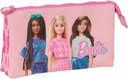 Etui, Schooletui, Pennenhouder, Organizer met 3 Compartimenten - Barbie Girl Power - Mattel 22 x 12 x 3 cm