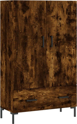 vidaXL - Hoge - kast - 69,5x31x115 - cm - bewerkt - hout - gerookt - eikenkleurig