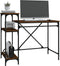 vidaXL - Bureau - met - schappen - 105x50x90 - bewerkt - hout - en - ijzer - bruineiken