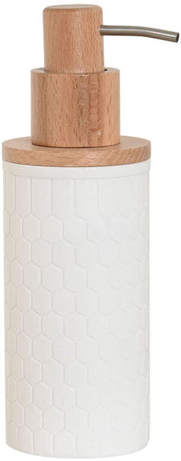 Zeepdispenser Home ESPRIT Wit Natuurlijk Hars Bamboe 8 x 7 x 21 cm