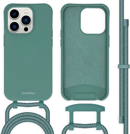 iMoshion Hoesje Geschikt voor iPhone 14 Pro Hoesje Met Koord - iMoshion Color Backcover met afneembaar koord - Donkergroen