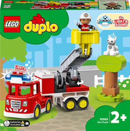 LEGO DUPLO Town Brandweerauto 10969 - Educatief Peuter Speelgoed met Dierenfiguur - Inclusief Zwaailichten en Sirene