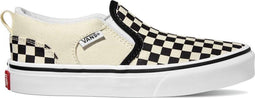 VANS YT Asher - Lage sneakers - Slip-On - (CHECKERS) BLACK/NATURAL