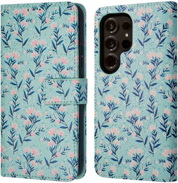 imoshion Hoesje Geschikt voor Samsung Galaxy S24 Ultra Hoesje Met Pasjeshouder - imoshion Design Bookcase smartphone - Meerkleurig / Blue Flowers