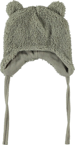 NAME IT BABYNBMMELBEL TEDDY HAT - Muts - Zachte teddy-stof met oren - Grijs