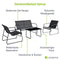 Jusky Set Tuinterrasmeubelen – Bank, 2 Fauteuils, Tafel