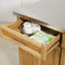 SoBuy Keukeneiland - Keukenwagen - Bamboe MDF RVS - licht bruin - 115x92x46-71cm