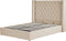 LUBBON - Bed met opbergruimte - Beige - 140 x 200 cm - Fluweel