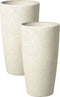 ABDERA - Bloempot set van 2 - Beige - Groot - Stenenmix