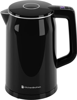 KitchenBrothers Waterkoker - Elektrisch - Temperatuurregeling 40-100ºC - 1,7L - Cool-Touch - Zwart