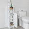 SoBuy FRG177-II-W - Toiletkast - 2-in-1 ontwerp met toiletrolhouder - Wit 20x18x95cm