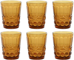 Glazenset Home ESPRIT Amber Kristal Met reliëf 240 ml (6 Stuks)