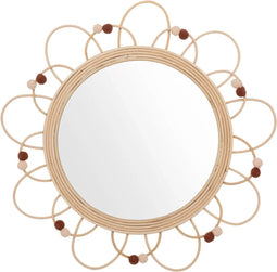 Atmosphera Wandspiegel - bloem - rotan - D38 cm - bohemian/boho spiegel