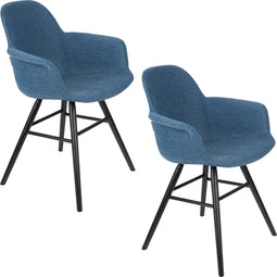 Zuiver Albert Kuip Soft Eetkamerstoelen armleuning Blauw - Set van 2