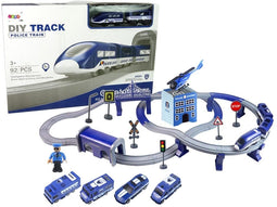 Elektrische treinbaan - politie - 92 elementen - blauw