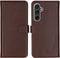 Selencia Samsung Galaxy S23 FE - Echt Lederen Bookcase - 3 Pashouders - Bruin