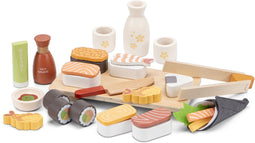Woet® Houten Sushi Speelset - 30-delig Japans Rollenspel Speelgoed - Inclusief Stokjes, Sojasaus en Serveerplank - FSC Speelgoedeten - Educatief Keuke