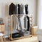 vidaXL - Kledingrek - met - schappen - en - wielen - 90x35x155 - cm - bamboe